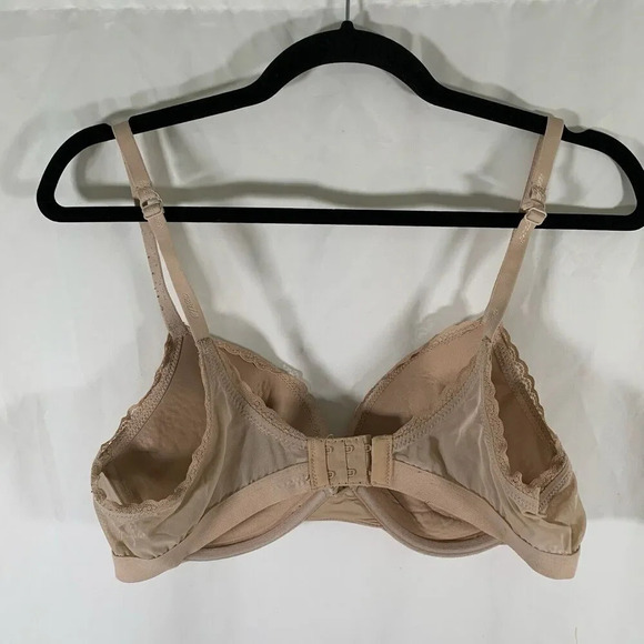 Aerie Bra Women's 36C Nude Padded Wired Sheer Strap Hook Eye Plunge - Picture 6 of 10